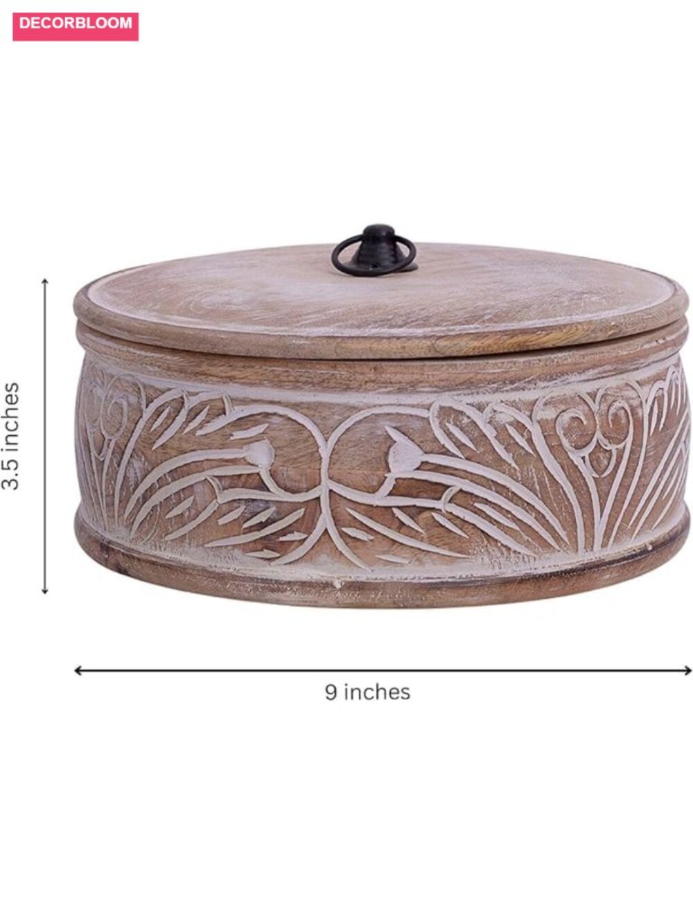 Handmade Wooden Tortilla & Roti Warmer with Lid, Food Safe, 9 Inch - Picture 2 of 6